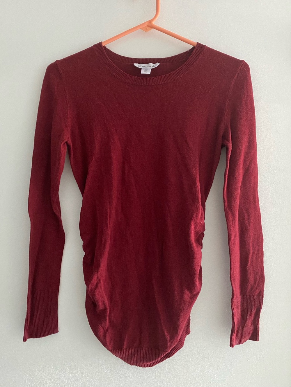 Motherhood Maternity Wine Red Long Sleeve Crewneck Sweater